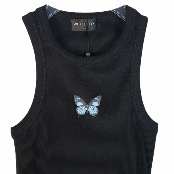 WHITE FOX ice Breaker Ribbed Mini Dress Butterfly NWT - Picture 3 of 7